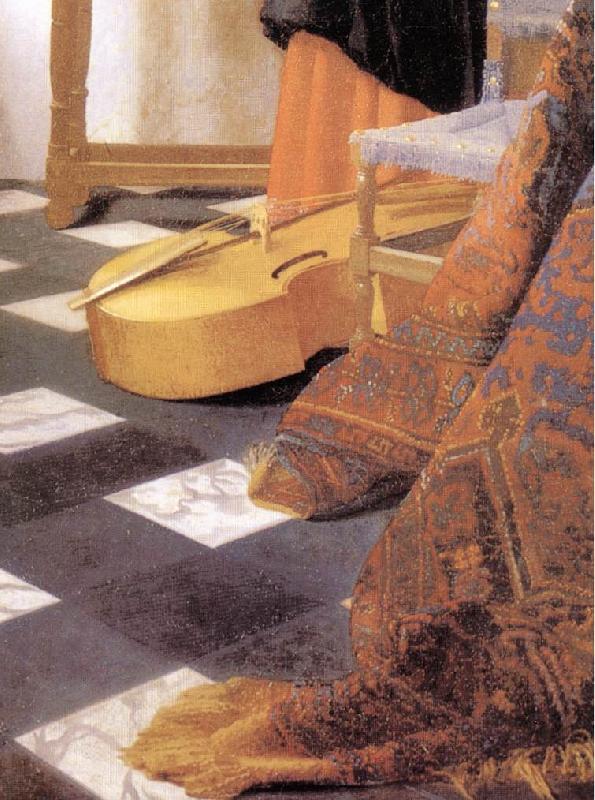 VERMEER VAN DELFT, Jan A Lady at the Virginals with a Gentleman (detail)  er oil painting picture
